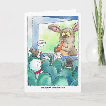 Christmas:  Snowman Horror Film Holiday Card by HappyDapper at Zazzle