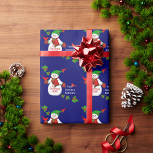 Christmas Snowman Hug From Grandma Wrapping Paper