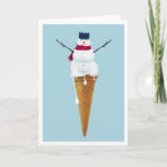 Christmas Snowman Ice cream card<br><div class="desc">A snowman lounges in an ice cream cone ready to eat..</div>