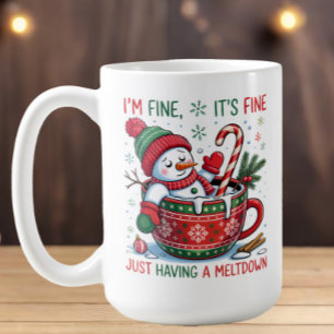 Christmas Snowman I'm Find Having Meltdown Cocoa Coffee Mug