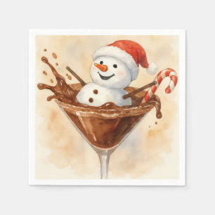 Christmas Snowman In a Chocolate Martini Napkins