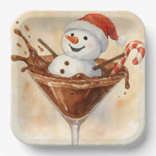 Christmas Snowman In a Chocolate Martini Paper Plates