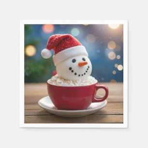 Christmas Snowman In Hot Cocoa Napkins