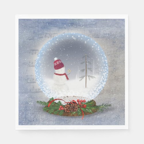 Christmas Snowman in Snow Globe  Napkins