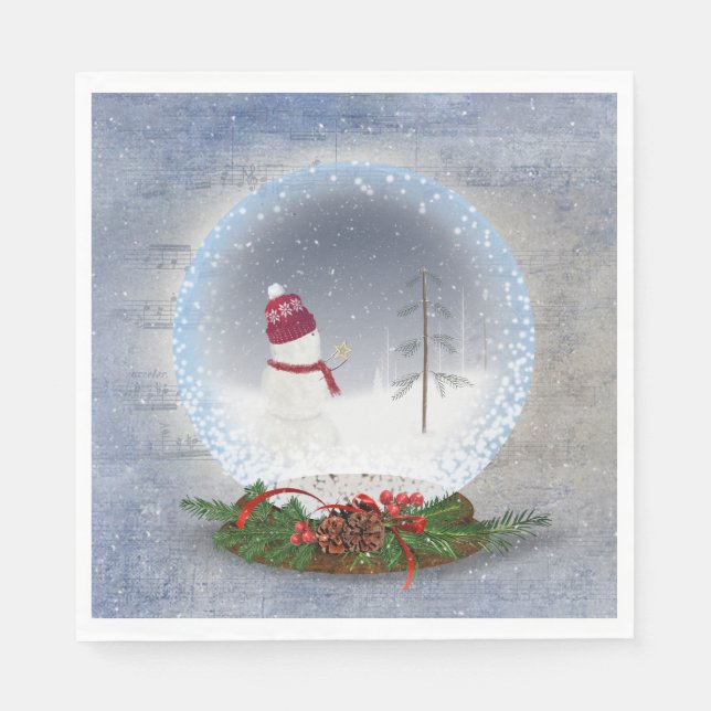 Christmas Snowman in Snow Globe  Napkins (Front)