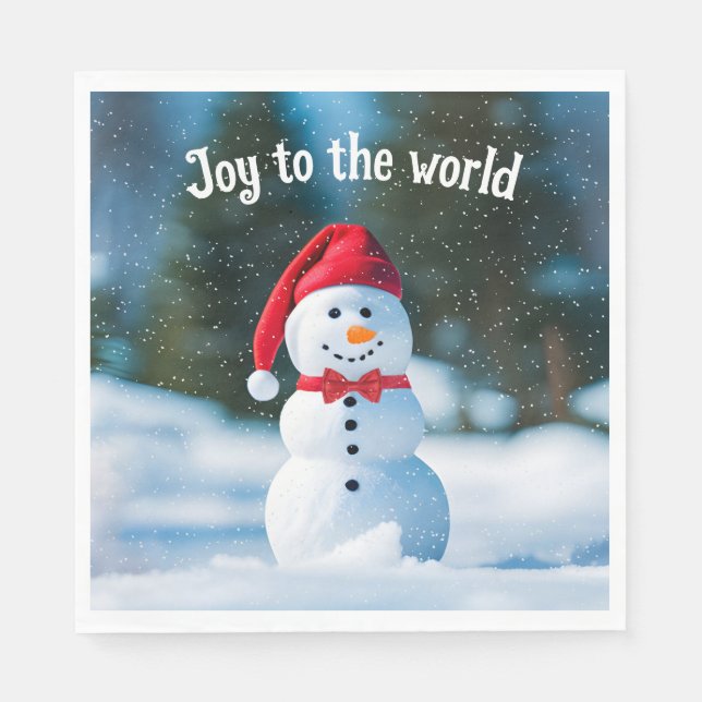 Christmas Snowman In Snowflakes Napkins (Front)