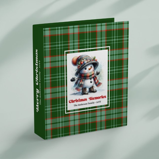 Christmas snowman keepsake album personalized 3 ring binder (Happy Christmas snowman scrapbook binder editable)