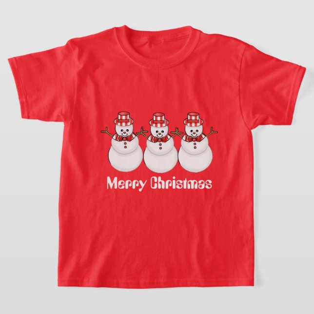 Christmas snowman kids fun Holiday t-shirt (Laydown)