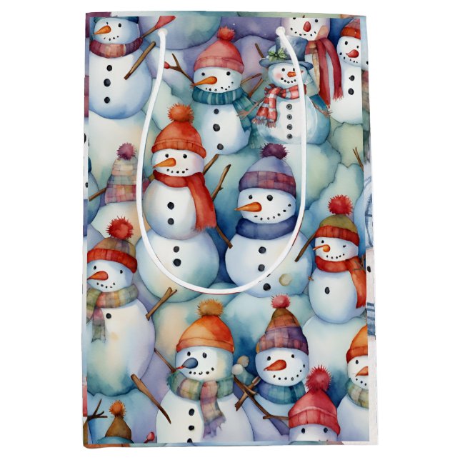 Christmas Snowman Kids  Medium Gift Bag (Front)