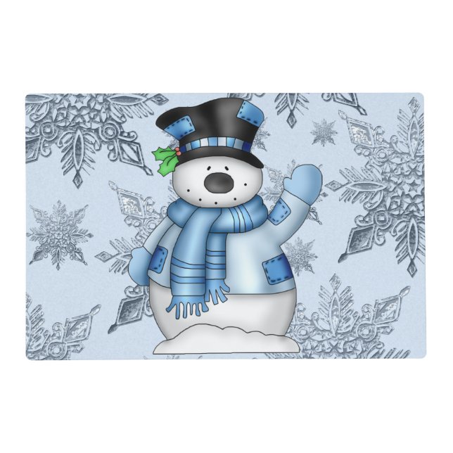 Christmas snowman laminated paper place mat (Front)