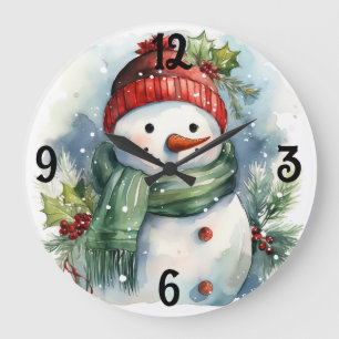 Christmas Snowman Large Clock