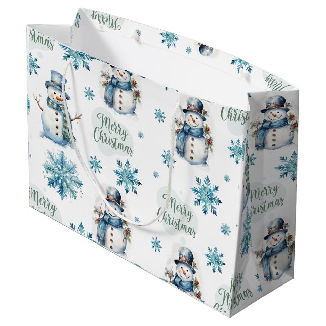 Christmas Snowman Large Gift Bag (Back Angled)