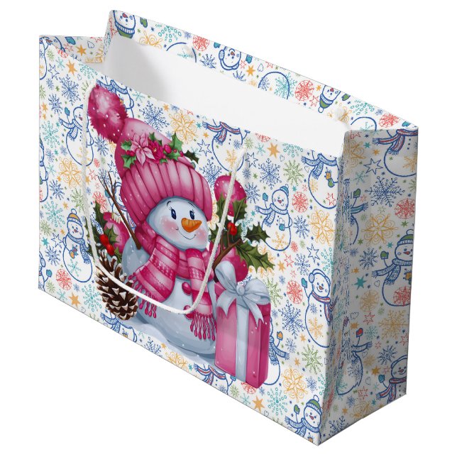 Christmas Snowman  Large Gift Bag (Front Angled)