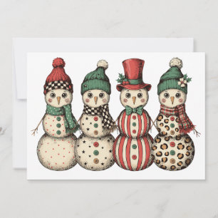 Christmas Snowman Leopard Plaid Checkered Vintage Invitation