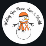Christmas Snowman Leukemia Ribbon Classic Round Sticker<br><div class="desc">NOTE:  Cards can be customized with your own personal message of hope..</div>