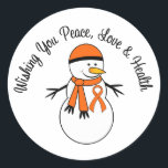 Christmas Snowman Leukemia Ribbon Classic Round Sticker<br><div class="desc">NOTE:  Cards can be customized with your own personal message of hope..</div>