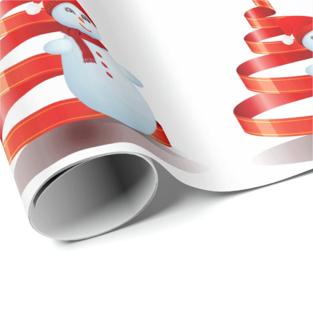Christmas Snowman Matte Wrapping Paper (Roll Corner)