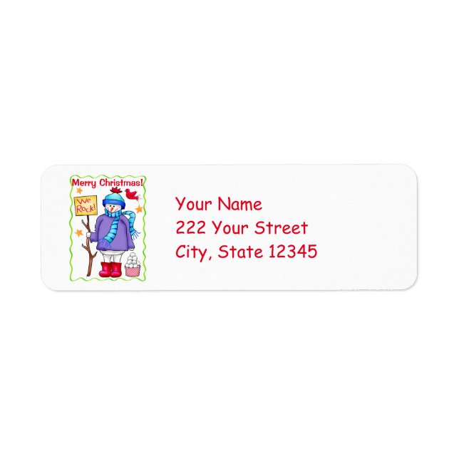 Christmas Snowman Merry Christmas Custom Label (Front)