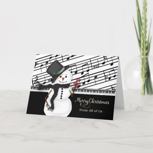 Christmas Snowman Musical Sheet Music Card