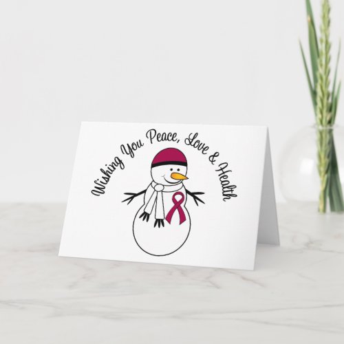 Christmas Snowman Myeloma Ribbon Holiday Card