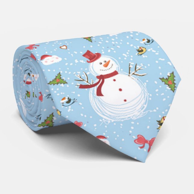 Christmas Snowman Neck Tie (Rolled)