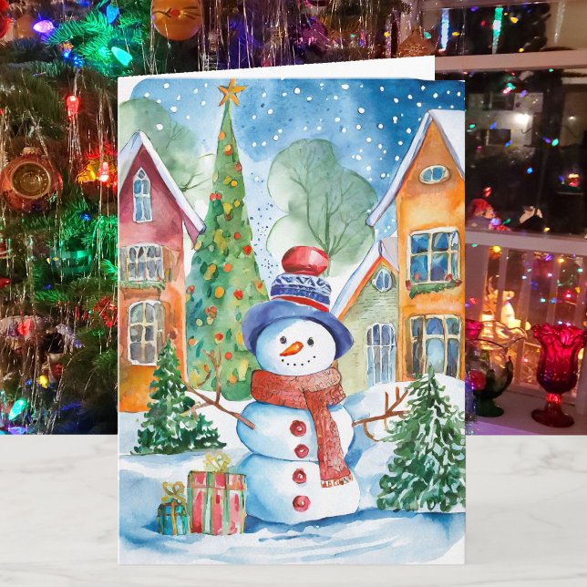 Christmas Snowman Newsletter Photo Greeting Card (Creator Uploaded)