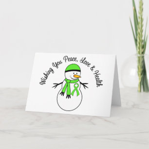 Christmas Snowman Non-Hodgkins Lymphoma Ribbon Holiday Card