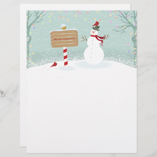 Christmas Snowman North Pole Letterhead (Front/Back)