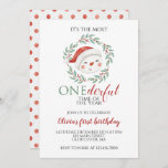 Christmas Snowman Onederful First Birthday Invitation<br><div class="desc">It's the most ONEderful time of the year! Christmas Snowman first birthday party invitation with watercolor snowman headr,  christmas wreath and red polka dot back.</div>