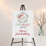 Christmas Snowman Onederful First Birthday Welcome Foam Board<br><div class="desc">It's the most ONEderful time of the year! Christmas Snowman first birthday party sign with watercolor snowman head,  Christmas wreath and red polka dot back.</div>