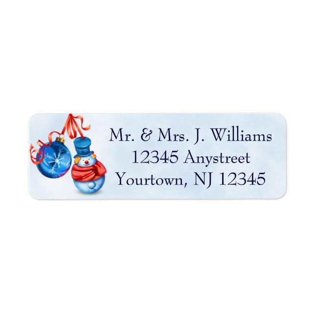 Christmas Snowman Ornament Return Address Label (Front)