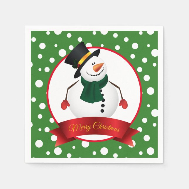 Christmas Snowman Paper Napkins (Front)