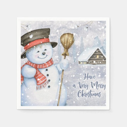 Christmas snowman paper napkins