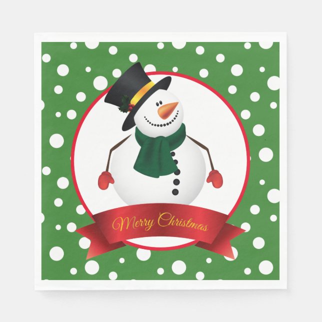 Christmas Snowman Paper Napkins (Front)
