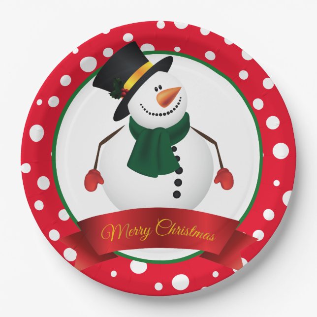 Christmas Snowman Paper Plates (Front)