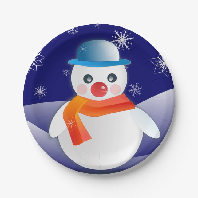 Christmas Snowman Paper Plates (Front)