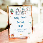Christmas Snowman Party Table Sign<br><div class="desc">Christmas Snowman Party Table Sign</div>