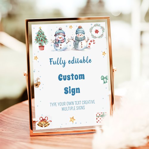  Christmas Snowman Party Table Sign