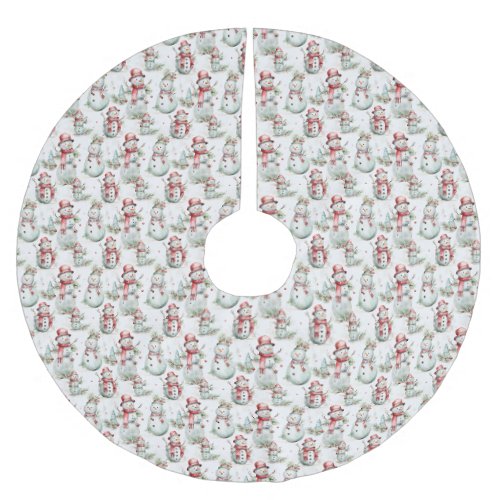 Christmas Snowman Pattern Brushed Polyester Tree Skirt