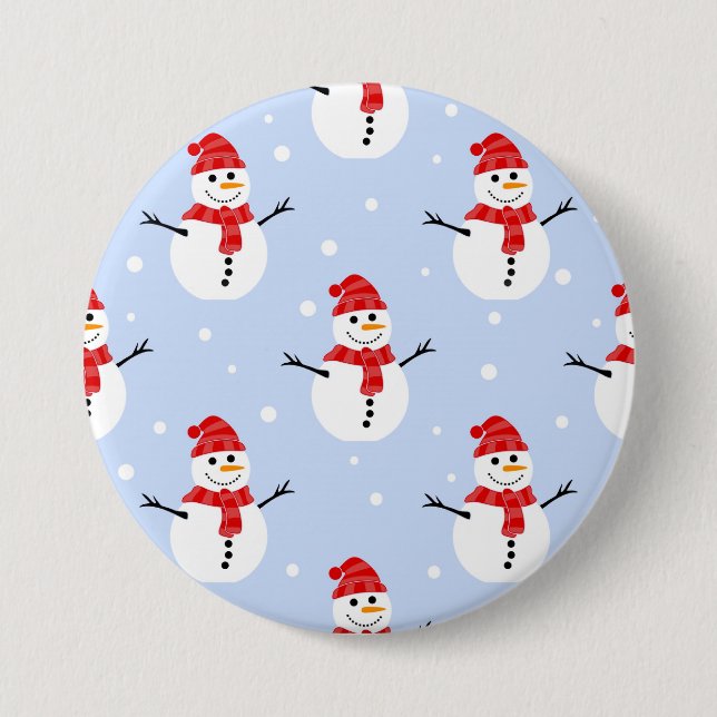 Christmas Snowman Pattern Button (Front)