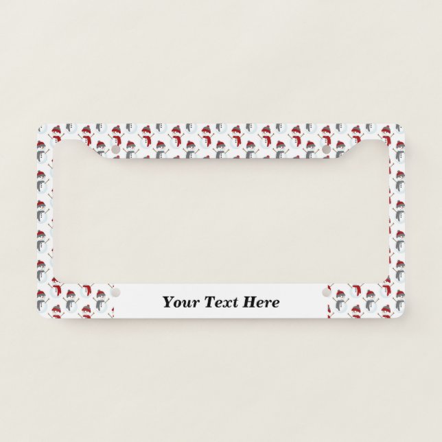 Christmas Snowman Pattern Custom Christmas License Plate Frame (Front)