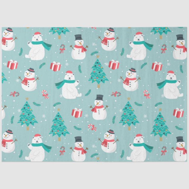 Christmas Snowman Patterns Design 2 Tissue Paper (Front)