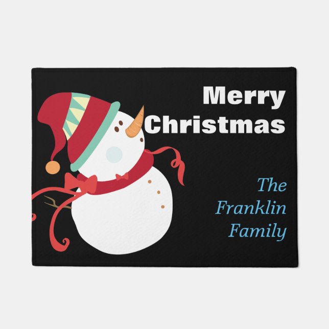 Christmas Snowman- Personalized Doormat (Front)