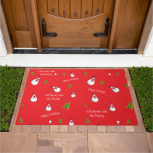 Christmas Snowman Personalized Doormat