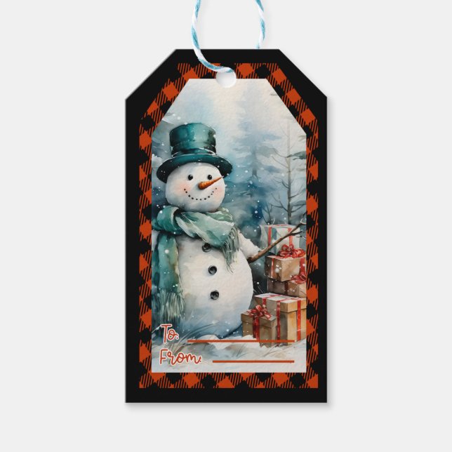 Christmas Snowman Personalized Gift Tags (Front)