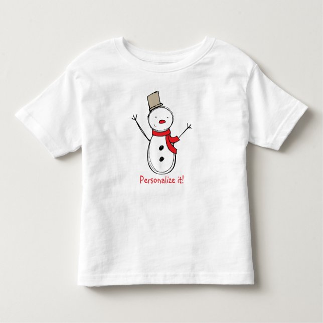 Christmas Snowman Personalized Kids Tee (Front)