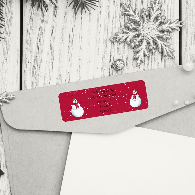 Christmas Snowman Personalized Return Address Label (Cute Christmas return address labels. Custom made to order.)
