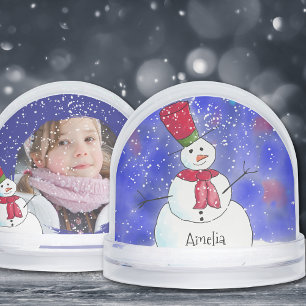 Christmas Snowman Photo Snow Globe