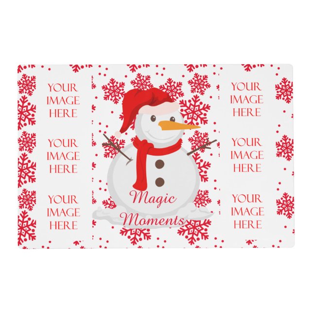 Christmas Snowman Photo Template Placemat (Front)