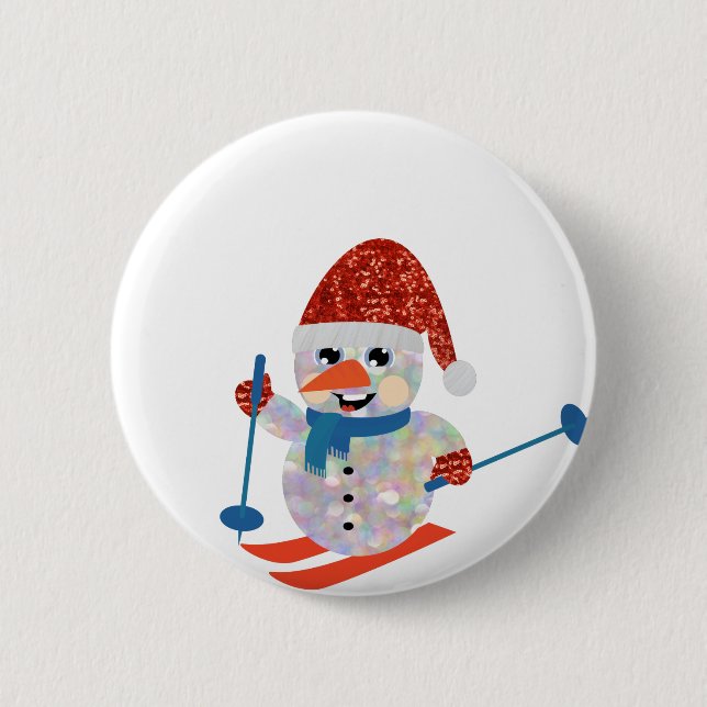 christmas snowman pinback button (Front)